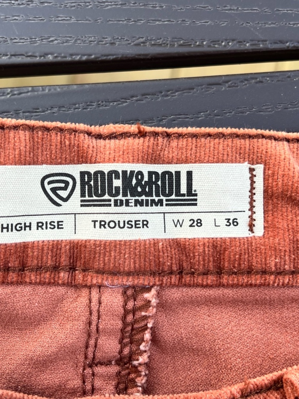Rust Corduroy Boot-Cut Pants with Floral Embroidery - Picture 9 of 12